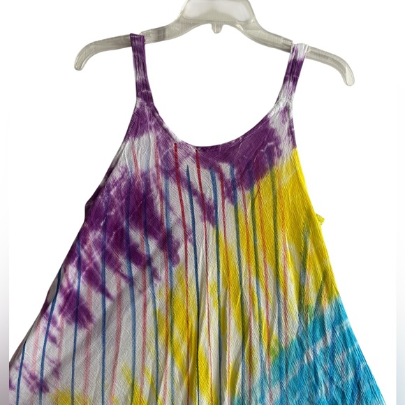 Tie Dye Festival Coverup w/ Artsy Floral Design - One Size Fits Most - Picture 6 of 8